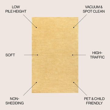 Haze Solid Low-pile Area Rug Mustard